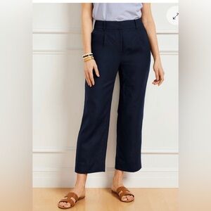 NWT Talbots Bristol Pants Linen 100% Navy Coastal Resort Summer , size 4